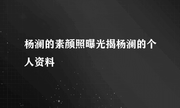 杨澜的素颜照曝光揭杨澜的个人资料