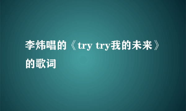 李炜唱的《try try我的未来》的歌词