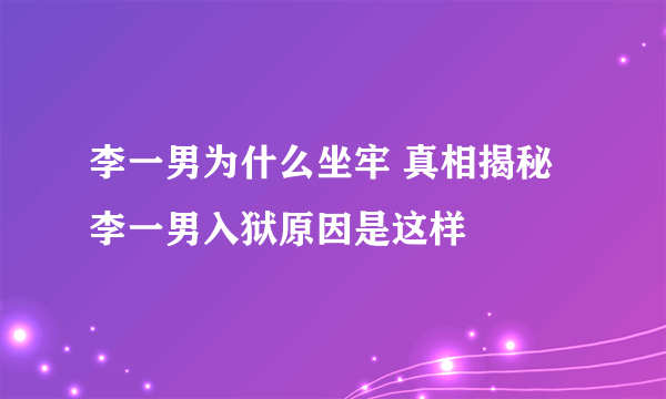 李一男为什么坐牢 真相揭秘李一男入狱原因是这样