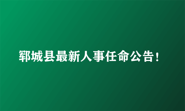 郓城县最新人事任命公告！