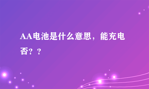 AA电池是什么意思，能充电否？？