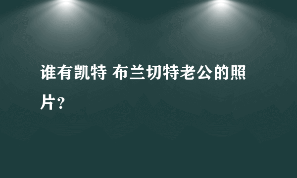 谁有凯特 布兰切特老公的照片？