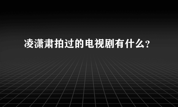 凌潇肃拍过的电视剧有什么？