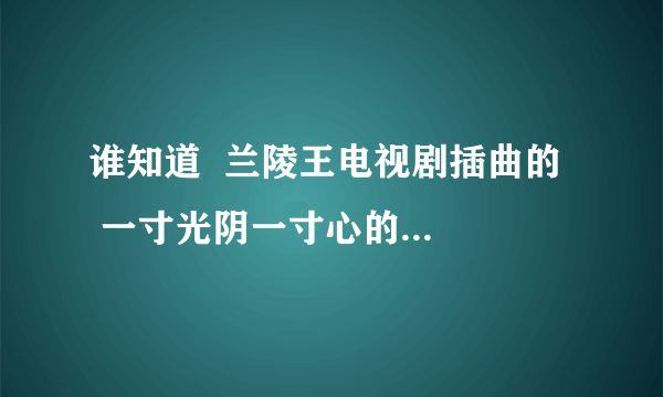 谁知道  兰陵王电视剧插曲的   一寸光阴一寸心的歌名是什么？