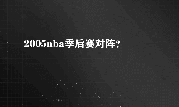 2005nba季后赛对阵？