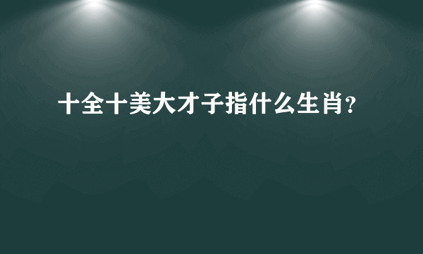 十全十美大才子指什么生肖？