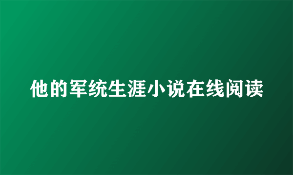 他的军统生涯小说在线阅读