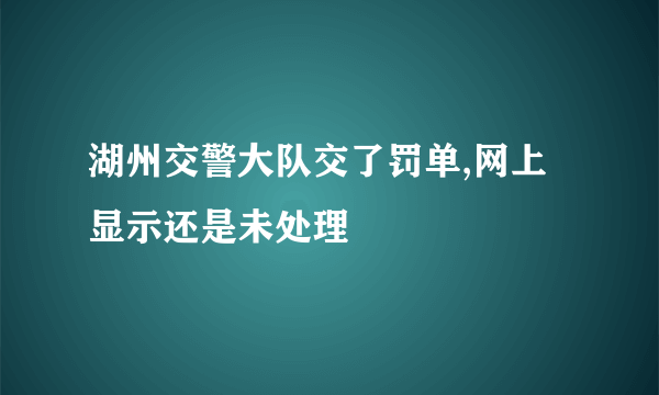 湖州交警大队交了罚单,网上显示还是未处理