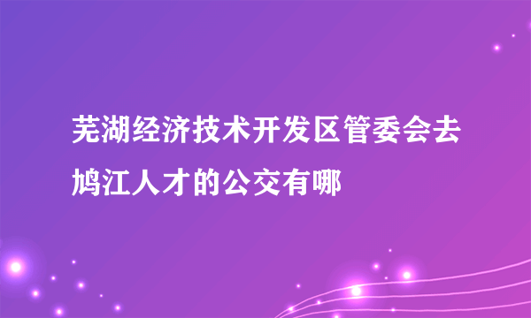 芜湖经济技术开发区管委会去鸠江人才的公交有哪