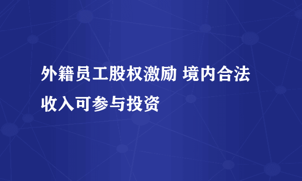 外籍员工股权激励 境内合法收入可参与投资