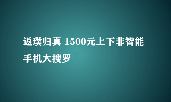 返璞归真 1500元上下非智能手机大搜罗