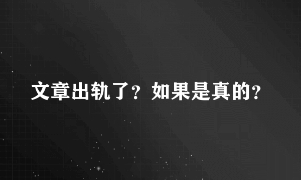 文章出轨了？如果是真的？