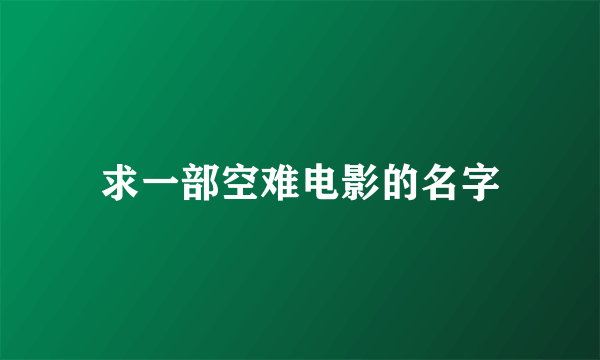 求一部空难电影的名字