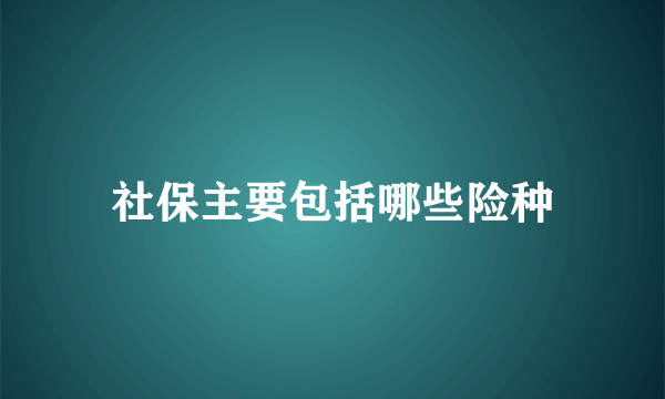 社保主要包括哪些险种