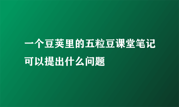 一个豆荚里的五粒豆课堂笔记可以提出什么问题