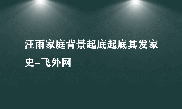 汪雨家庭背景起底起底其发家史-飞外网