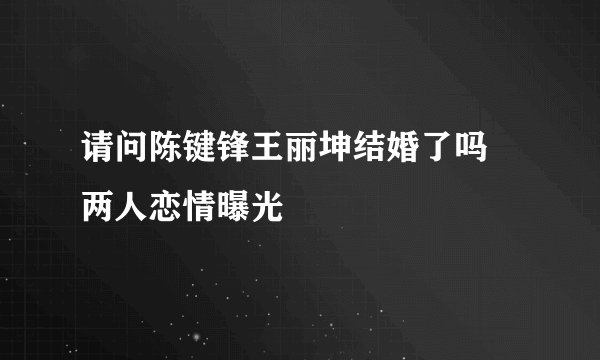 请问陈键锋王丽坤结婚了吗 两人恋情曝光