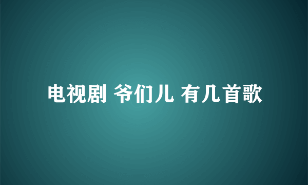 电视剧 爷们儿 有几首歌