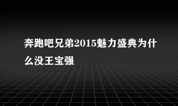 奔跑吧兄弟2015魅力盛典为什么没王宝强