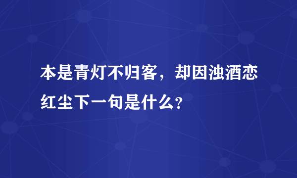 本是青灯不归客，却因浊酒恋红尘下一句是什么？