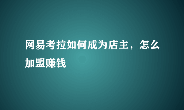 网易考拉如何成为店主，怎么加盟赚钱