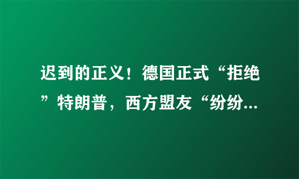 迟到的正义！德国正式“拒绝”特朗普，西方盟友“纷纷倒戈”！如何评价？