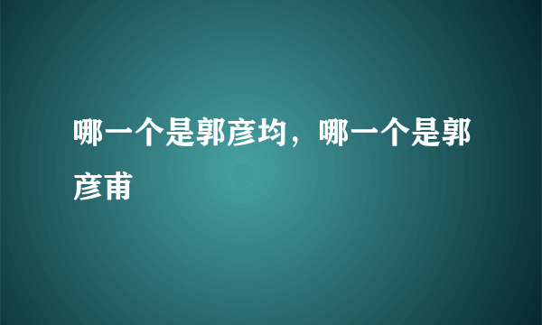 哪一个是郭彦均，哪一个是郭彦甫