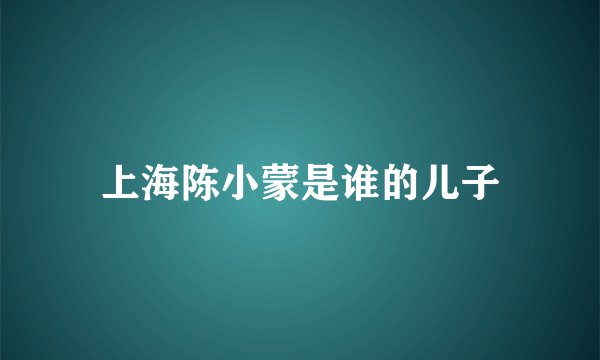 上海陈小蒙是谁的儿子