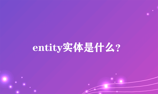 entity实体是什么？