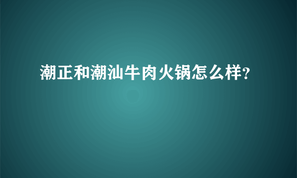 潮正和潮汕牛肉火锅怎么样？