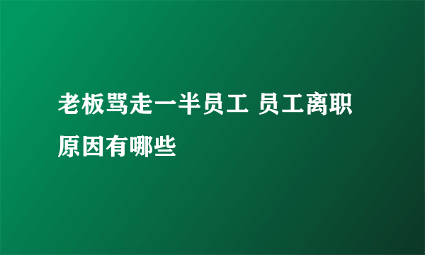 老板骂走一半员工 员工离职原因有哪些