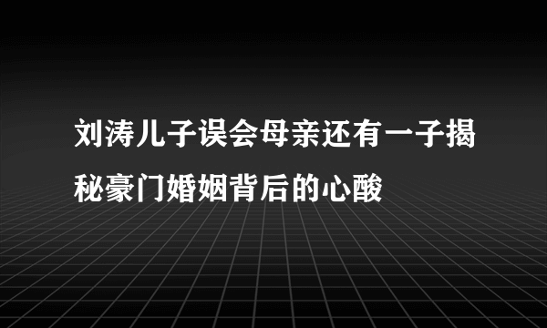 刘涛儿子误会母亲还有一子揭秘豪门婚姻背后的心酸