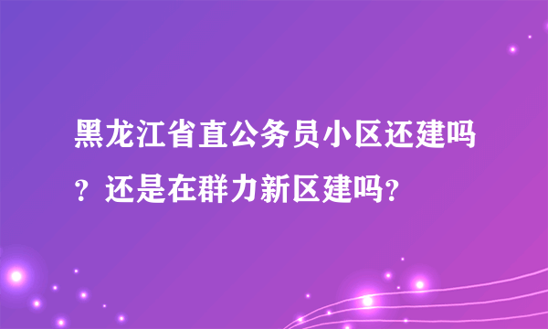 黑龙江省直公务员小区还建吗？还是在群力新区建吗？