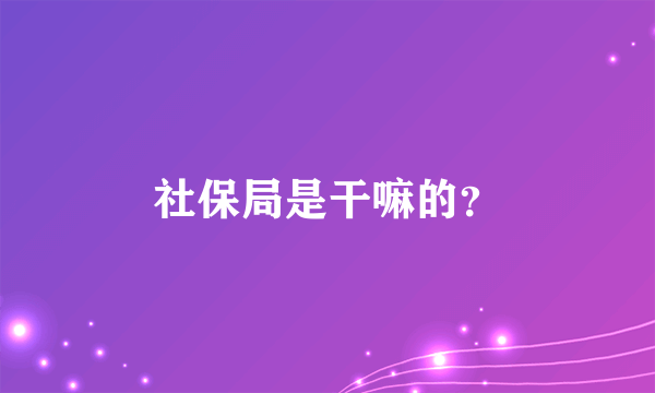 社保局是干嘛的？