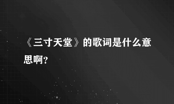 《三寸天堂》的歌词是什么意思啊？