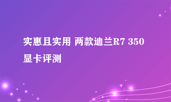 实惠且实用 两款迪兰R7 350显卡评测