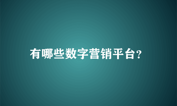 有哪些数字营销平台？