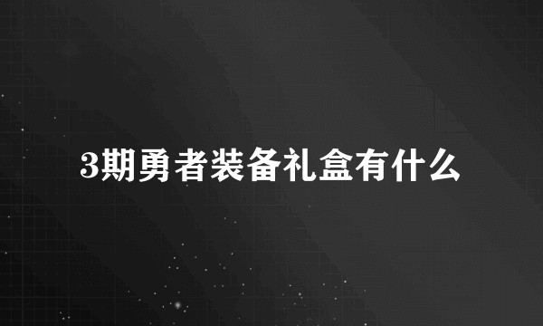 3期勇者装备礼盒有什么