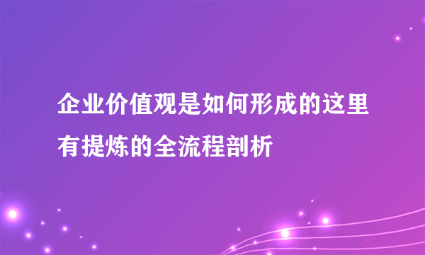 企业价值观是如何形成的这里有提炼的全流程剖析