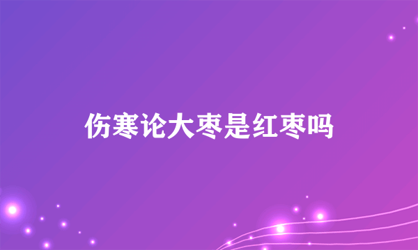 伤寒论大枣是红枣吗