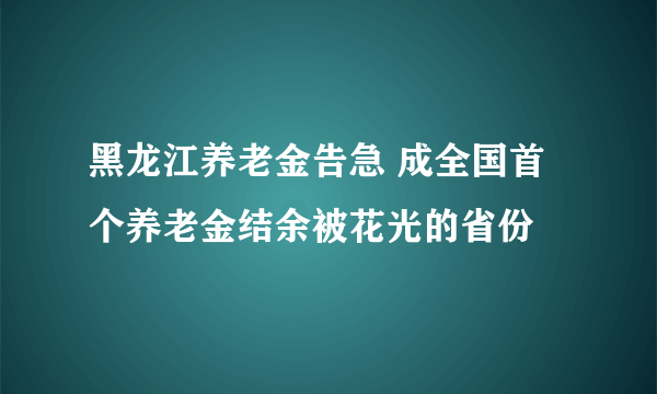 黑龙江养老金告急 成全国首个养老金结余被花光的省份