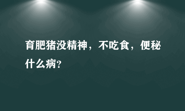 育肥猪没精神，不吃食，便秘什么病？