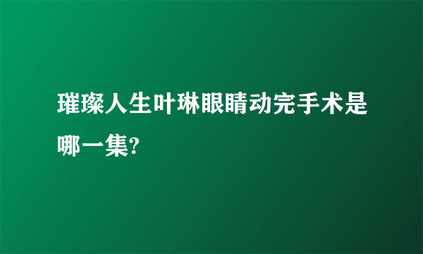 璀璨人生叶琳眼睛动完手术是哪一集?