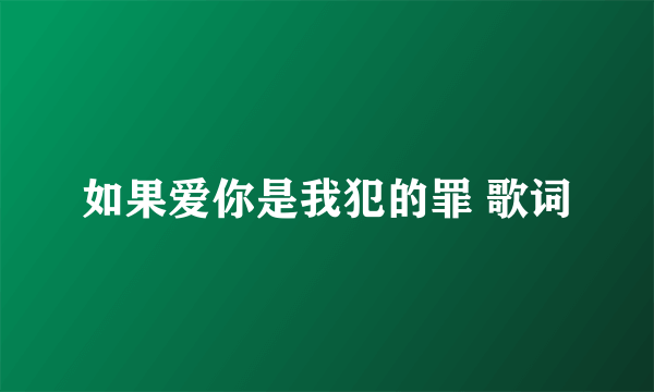 如果爱你是我犯的罪 歌词