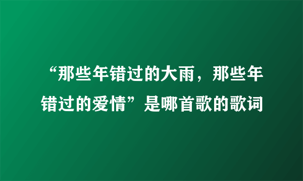 “那些年错过的大雨，那些年错过的爱情”是哪首歌的歌词