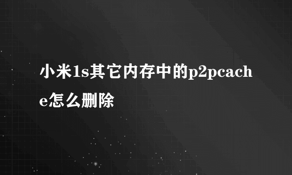 小米1s其它内存中的p2pcache怎么删除