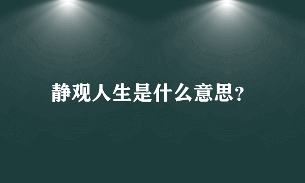 静观人生是什么意思？