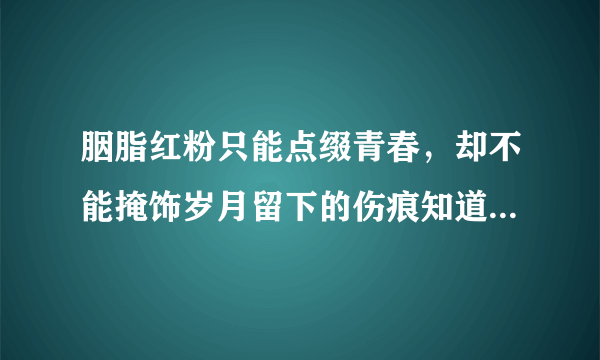 胭脂红粉只能点缀青春，却不能掩饰岁月留下的伤痕知道是什么歌名吗？第一个答对有奖！！！