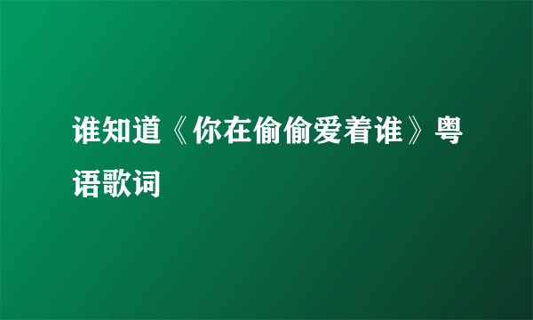 谁知道《你在偷偷爱着谁》粤语歌词