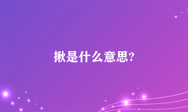 揪是什么意思?